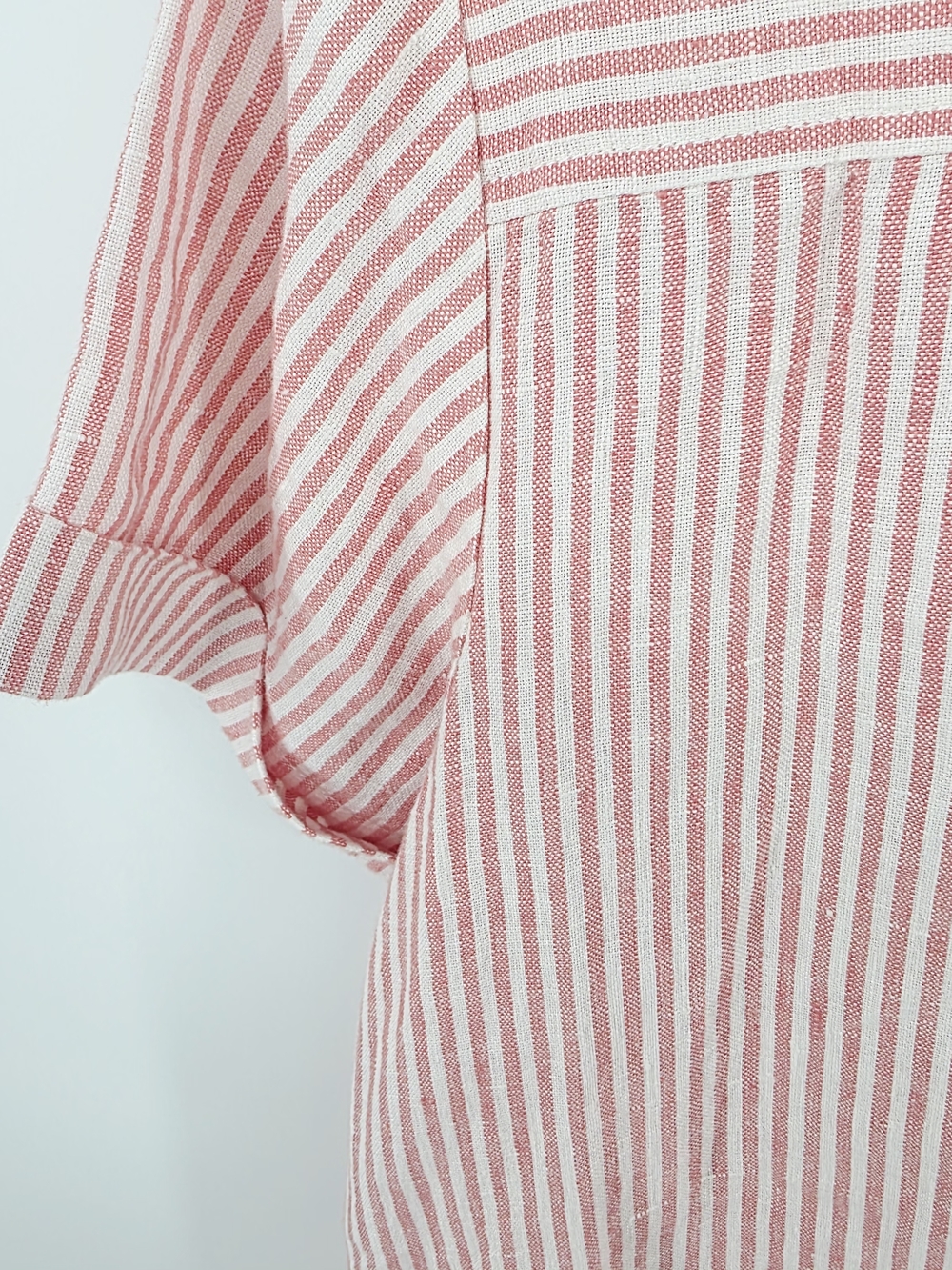Garnet Hill Salmon Pink and White Striped 100% Linen Dress NWT Boho Minimalist - Picture 12 of 12